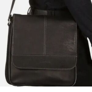 Kenneth Cole Reaction Black Leather Laptop & Messenger Bag